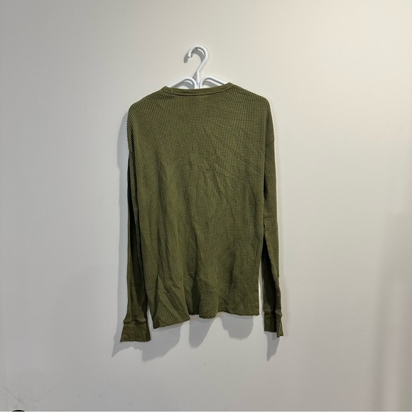 Urban Outfiters | men's small olive green waffle knit longsleeve sweater raw hem - Picture 6 of 8